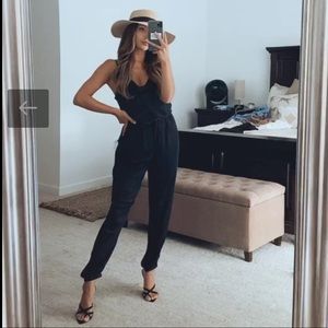 Satin Black Jumpsuit Small